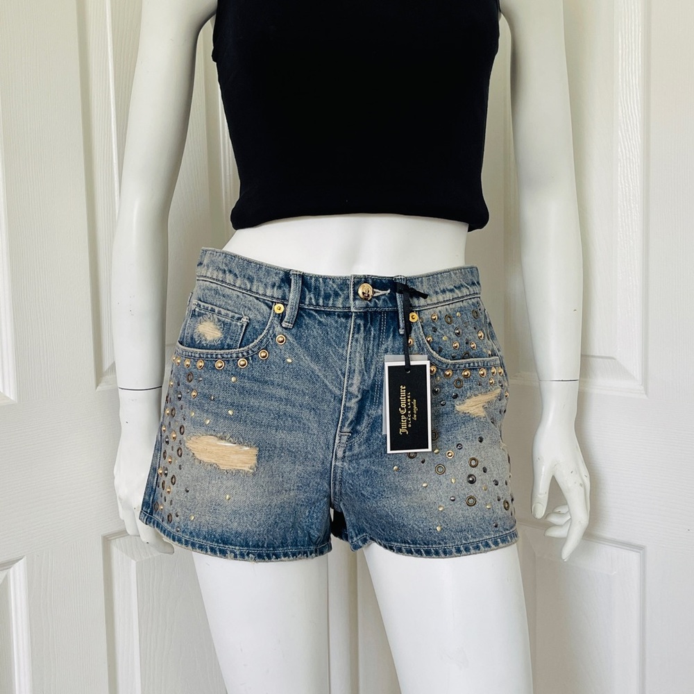 Juicy Couture Metal Studded Denim Women Shorts """NWT"""